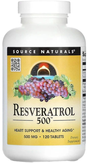 소스내츄럴스 레스베라트롤 500mg 120정 레드와인 추출물, 1개 - 쿠팡