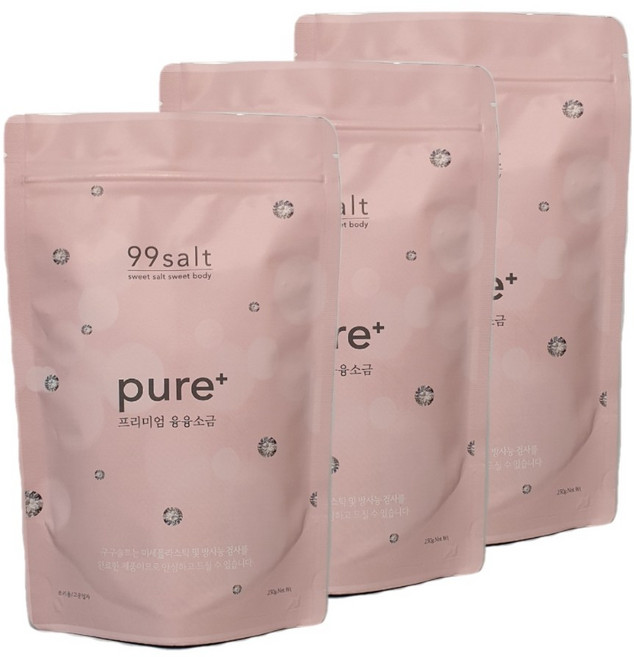 [구구솔트] 미세플라스틱 걱정없는 천연 용융소금 조리용, 250g, 3개