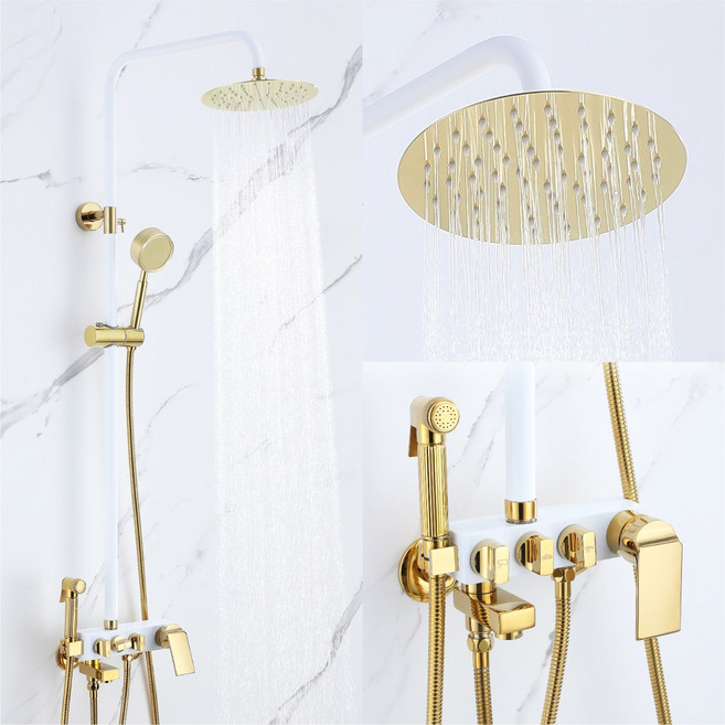 준앤코 BRS 골드 화이트/블랙 해바라기 샤워기 욕실 샤워 수전 레인샤워, BRS01W(화이트), 1개