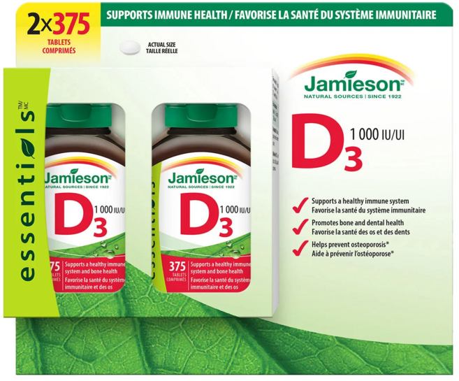 자미에슨비타민D3 1000IU Jamieson Vitamin D3 1000Iu 375정 2개