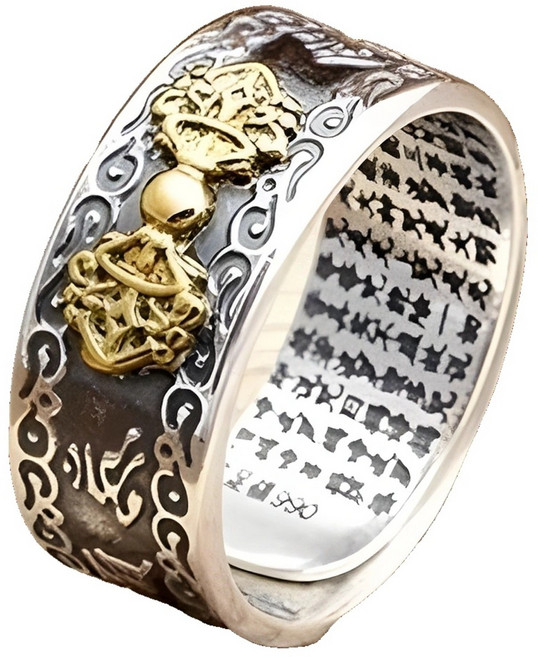 씨엔와우 진순은990 재물복 옴마니반메훔 행운 금강저 비휴파세토 반지