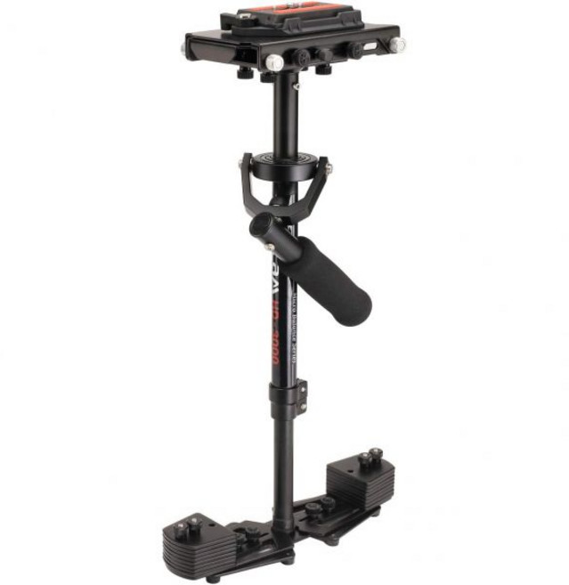 DSLR 비디오 카메라용 FLYCAM HD-3000 핸드헬드 스태빌라이저. 빠른 마이크로 밸런싱 텔레스코픽 센터 포스트 3축 짐벌 핸들. 자유 테이블 클램프 및 퀵 릴리스 플레, 1개