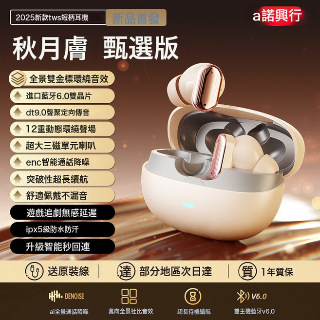 Y600無線藍牙耳機新款入耳式迷你降噪藍牙耳機, 如圖所示, 膚色