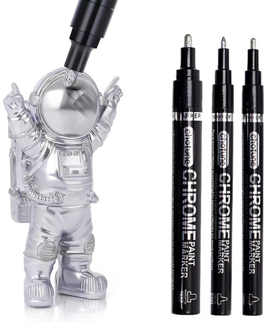 디와이툴즈 크롬 마카펜 / 미러도색 피규어 자동차 플라스틱 금속 전용 마커, 실버, 1개