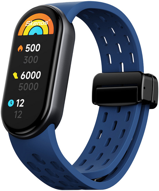 샤오미 스마트밴드 10 9 8 호환 벤티드 스포츠 실리콘 스트랩 마그네틱 디버클 통기성 시계줄, 1개, 네이비