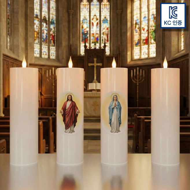 나들 두달 지속 충전식 LED 촛불 캔들 초 전기초 교회 성당 기독교 기도초 무선초 25cm, White