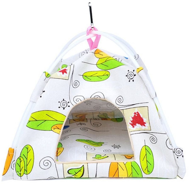 옵트샵 앵무새텐트 새장둥지은신처 조류용품, 대_그린 잎, 1개