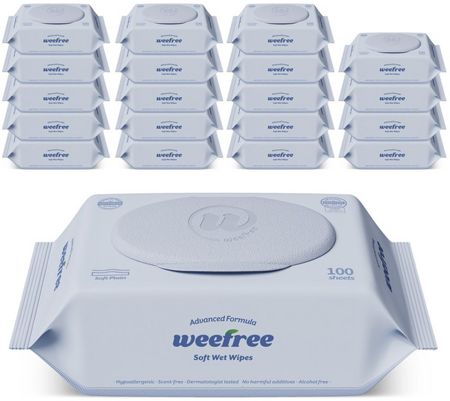 위프리 소프트 블루 아기물티슈 캡형, 20개, 100매, 50g