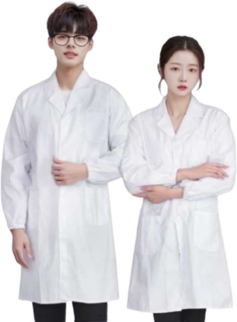 시보리 소매 비치지 않는 대학생 실습용 실험복 가운