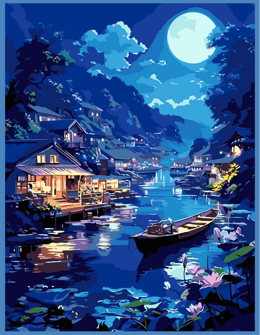 온메이드 DIY 명화그리기 그림그리기 세트 MD-220, 1개, 43 달빛 나루터