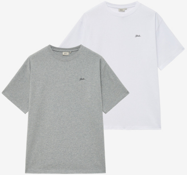 예일 YALE [2PACK] 레귤러 핏 스넬로고 반팔티셔츠_화이트그레이