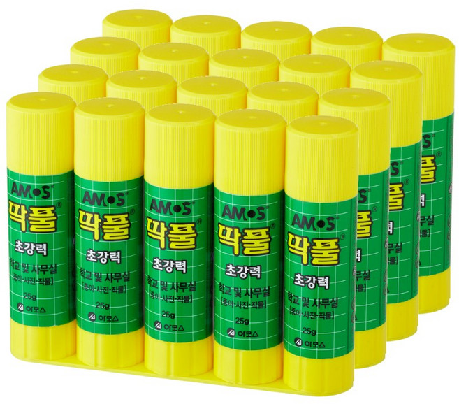아모스 (AMOS) 딱풀 초강력 / 고체풀 아모스딱풀 투명풀 문구풀 무독성풀 무독성딱풀 어린이딱풀 어린이풀 공작용풀 대용량딱풀, 20개, 25g