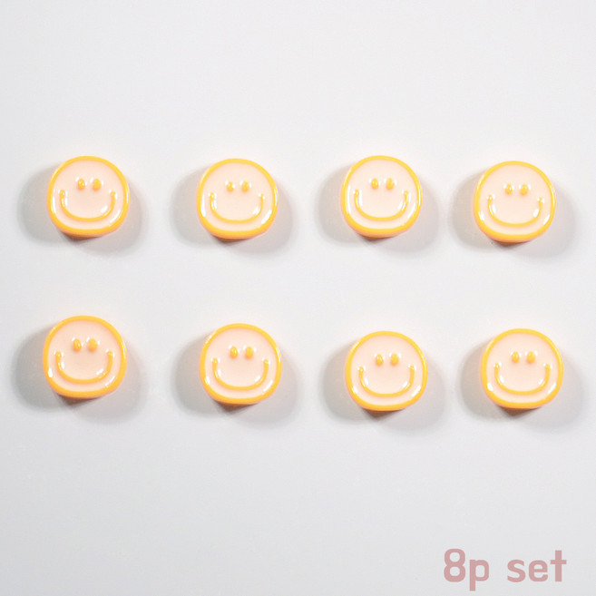 봉봉샵 화이트옐로우 스마일 냉장고 현관문 인테리어 자석 마그네틱, 화이트옐로우스마일 8p
