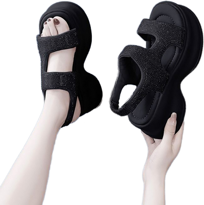 셀럽당 통굽 속굽 로마 샌들 여성 여름 웨지 스포츠 샌들