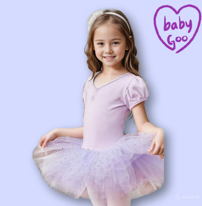 베이비구 어린이발레복 리본글리터 일체형 반팔