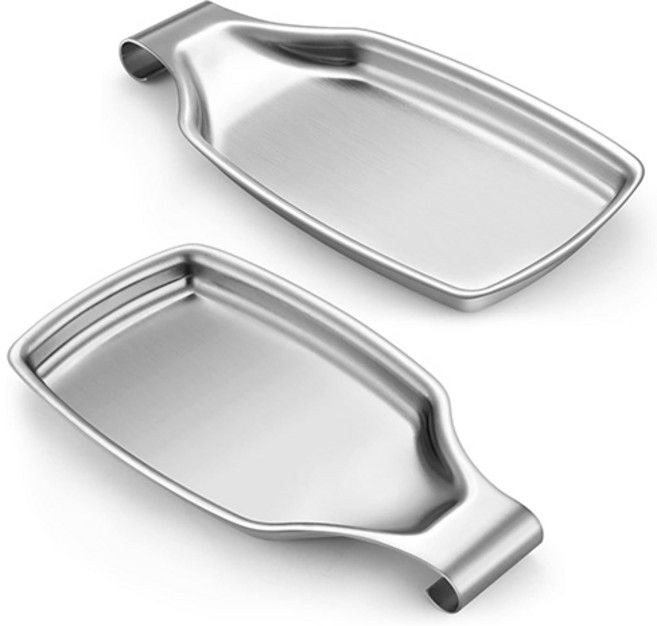 스테인리스 스틸 스푼 받침대 스푼 및 국자 거치대, 2개, 은색