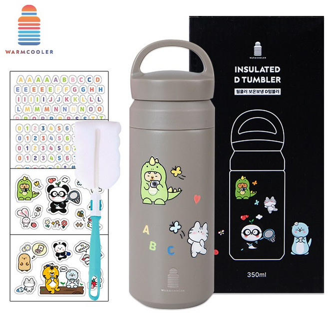 마마픽스 심플 스텐 텀블러 보온 보냉병, D텀블러-카키, 350ml, 1개