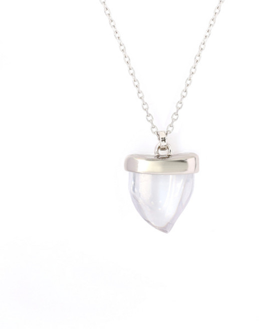 투시에나 N1027 백수정 상어이빨 모티브 팬던트 목걸이 로듐