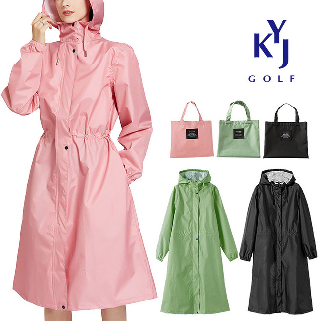 [김영주골프] 여성 골프 우비 허리스트링 여자 비옷 레인 코트 KOSLRC01, L, 블랙, 1개
