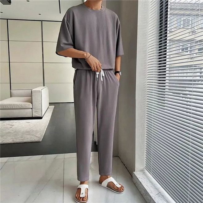 남자 플리츠 세트 트레이닝 투피스 셋업 휴양지 봄여름 세트