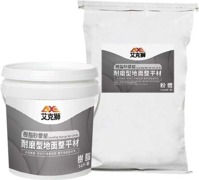 艾克獅 L515 耐磨型地面整平材 (樹脂砂漿組), 水泥色, 1套, 30L