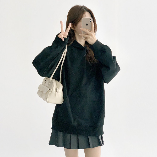 [국내제작/고퀄리티] 데이지클로젯 프롬 베이직 무지 오버핏 후드 티셔츠 / 봄 가을 겨울 간절기 긴팔 후드티 루즈핏 빅사이즈 남녀공용 여성 여자 남성 남자 기본템 데일리룩 교복템