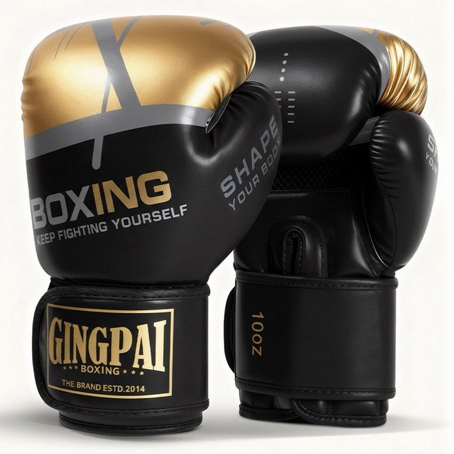 GINGPAI 깅파이 권투 글러브성인 남녀 초보자 트레이닝 글러브 GDJBQT, 1세트, 블랙