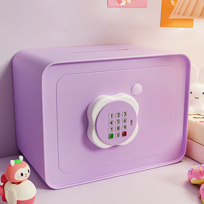 레더스 소형 가정용 미니금고 저금통, 1개, 바이올렛퍼플