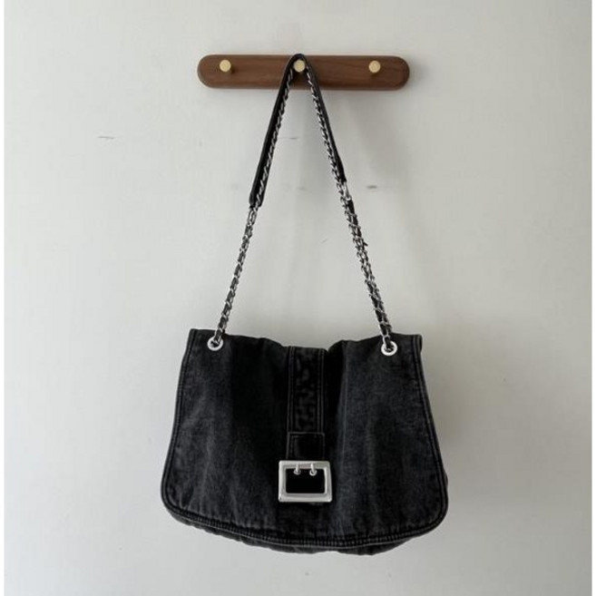 캐쥬얼 빈티지 휘뚤마뚤 빅사이즈 넉넉 보부상백 / 쉐인데님스퀘어체인숄더백