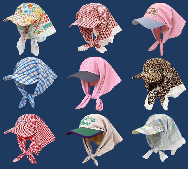 Cos-lume 스카프 캡 모자 여름 야구모자 햇빛차단 주말농장 모자스카프 일체형 쿨링 자외선차단 야외활동 모자