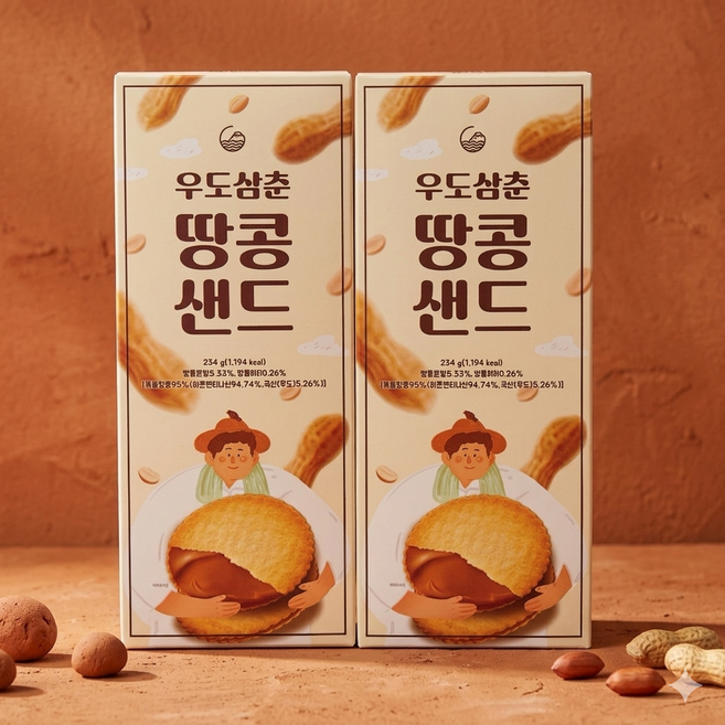 제주 우도삼춘 땅콩샌드 간식 쿠키 제주도기념품, 234g, 1개