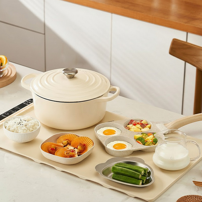 가정용 접이식 보온매트 키친먼트 다기능 실리콘 보온푸드 테이블매트, 흰색, 흰색