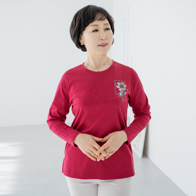 엄마옷 마담4060 워리액자라운드 엄마티셔츠 티셔츠-RTE2503070-