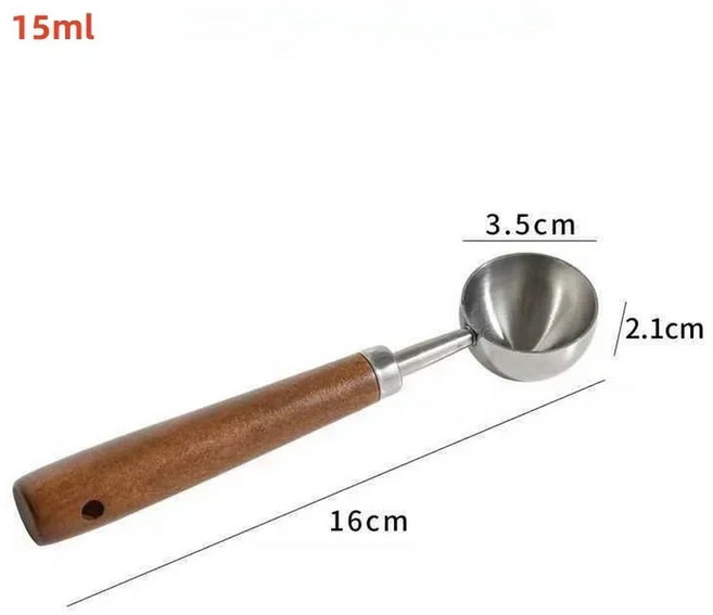 바 측정 홈 도구 호두 나무 계량 콩 베이킹 스푼 커피 주방 주방용 개 1 컵, Silver-long-15ml