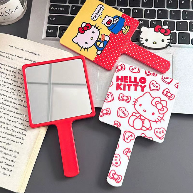 [아띠엘] 헬로키티 짱구 캐릭터 휴대용 손거울 2종 세트 고양이 산리오, 1개, 헬로키티 2종세트