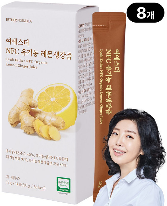 [본사직영] 여에스더 NFC 유기농 레몬생강즙 국민영양 프로젝트, 8박스, 210g