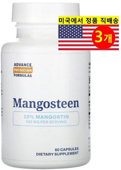 Advance Physician 어드밴스 피지션 망고스틴 추출 500mg Mangosteen, 3개, 60정 - 쿠팡