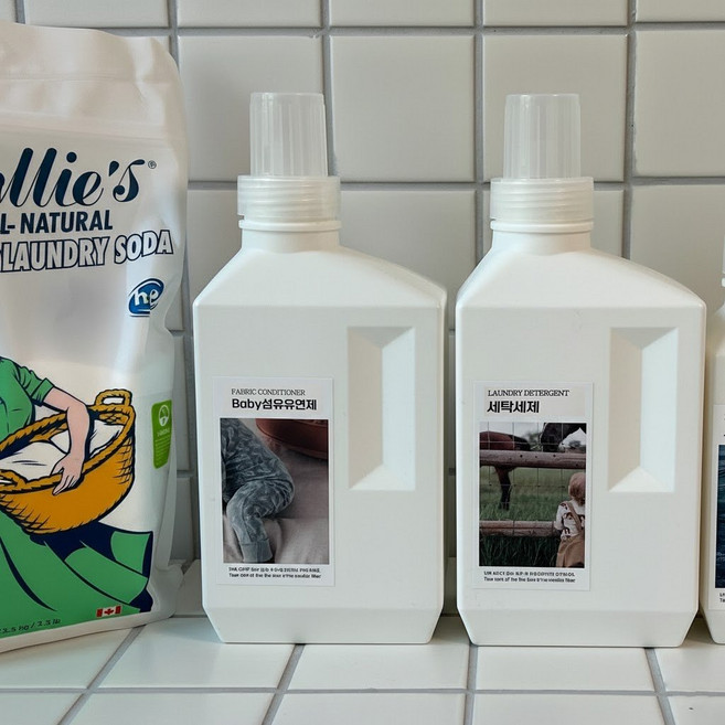 딜라이트홈 세제 섬유유연제 디스펜서 공병 2개+스티커6종, 1세트, 1000ml화이트