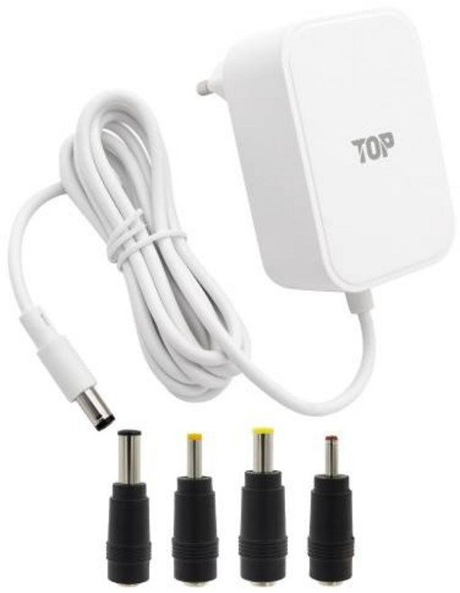 (HDTOP) 아답터 100~240V / 12V 3A 전원 케이블 일체형 젠더 세트 화이트 4종 젠더 HT-AD183, 1개
