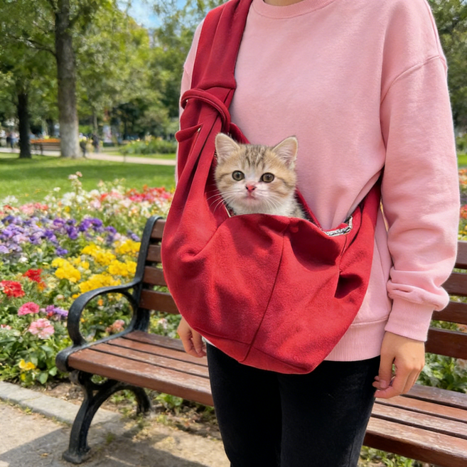 ORZQU 외출 애견 휴대용 강아지 이동가방 안전한 강아지 가방 이동가방, 레드, 1개