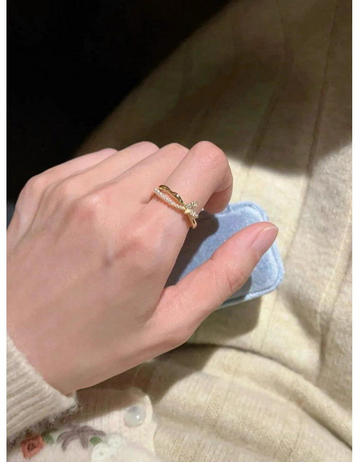 한국 스타일의 다용도 레트로 컬러 지르코니아 나비 반지 여성용 환상적인 자개 디자인의 독특한 스택형 오픈 링