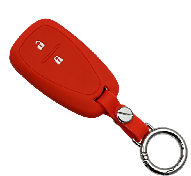 쉐보레 호환 자동차 실리콘 스마트키 차키 케이스 키홀더, 2버튼_S01_SS1, 레드