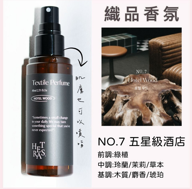 庶務客 hetras 頂級香氛 居家香氛 持久散香 提升居家品味, 1個, 織品噴霧80ml-飯店木質香 一罐, 80ml
