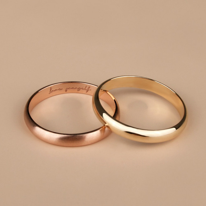 나인주얼리 18k 각인 엥게이지 0.5돈(반돈) 옐로우골드 무료각인 커플링 우정링