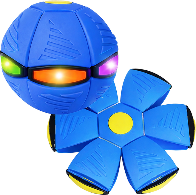 KC인증 로앤제이 LED 플랫볼 원반던지기 축구공 족구공 공놀이, 블루, 1개