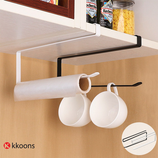 1+1 꾼스 무타공 키친타올걸이 주방 행주걸이 키친타올 거치대 홀더, 1세트, 화이트1+1