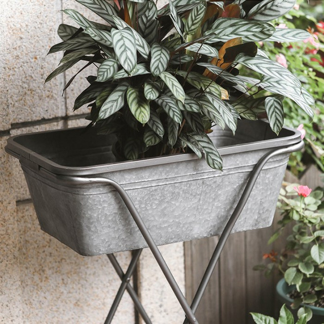 플로블로 양철 화분 대형 마당 베란다 사각 빈티지 인테리어, 1개