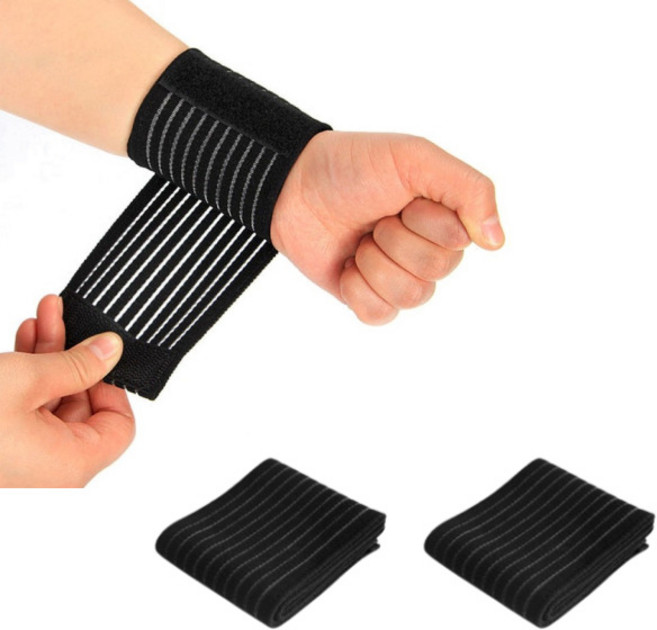 도나토르 1+1 벨크로 스포츠 압박 밴드 무릎 손목 팔목 발목 종아리 허벅지, 블랙, 1세트