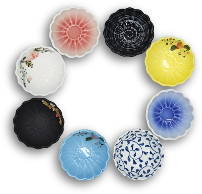 도자기 16각고바찌 반찬 찬기 접시 회 횟집 아산, 1개, 2.빨강색