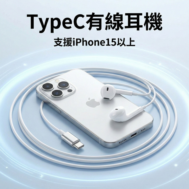 iPhone 15/16/17 Type-C 有線耳機 半入耳式 K歌直播 高清通話麥克風, TypeC耳機